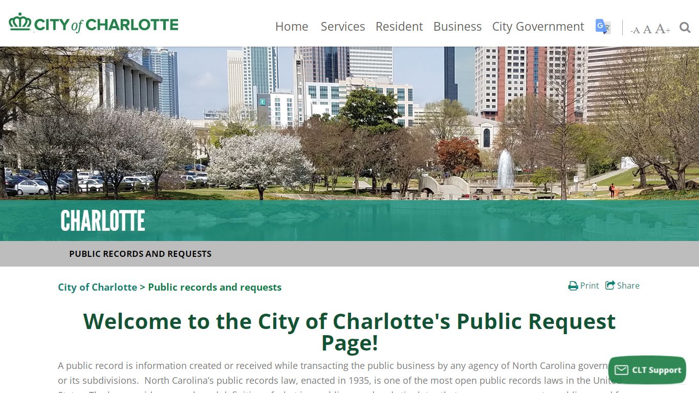 Public records and requests > Home - City of Charlotte Government